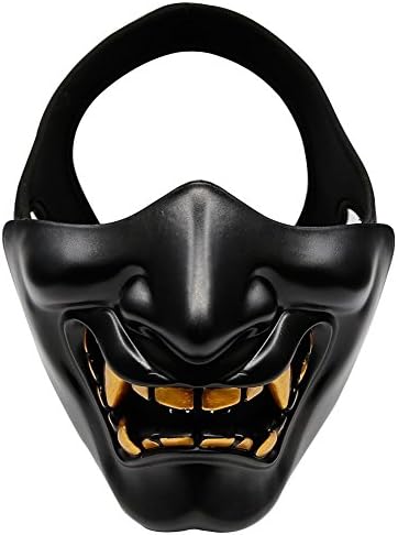 Half Face Mask - IronMount Halloween Masks for Christmas, Cosplay, Costume Party, Hunting, Shooting, CS Game (Black)