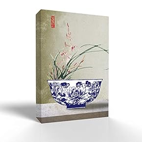 Canvas Wall Art Blue and White Porcelain Pictures Home Wall Decorations for Bedroom Living Room Paintings Canvas Prints Framed - 12x18 inches