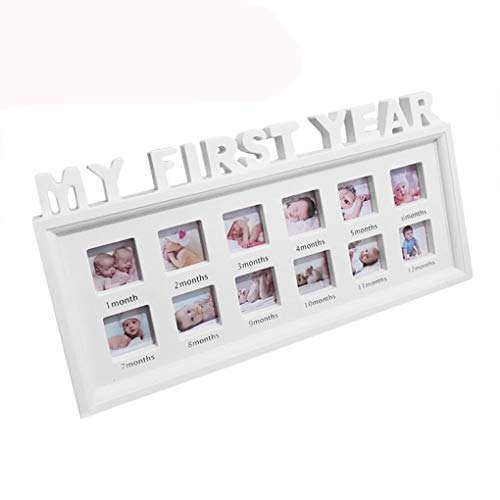 Picture Frames Baby My First Year Photos Frame Multi-Photo Photo Moments Keepsake Picture Frame Girls Boys Photo Impression Kit Album Newborn Baby Shower Frame Birthday Xmas Memories Christening Gift…