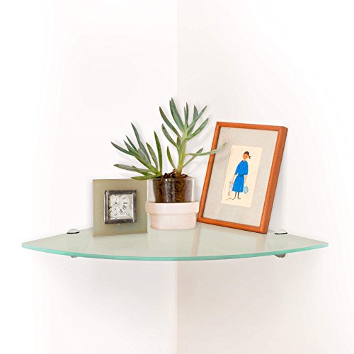 Fab Glass and Mirror Floating Shelf (Corner) 6x6 Inch W/Chrome Brackets