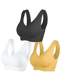 Sujetador deportivo inalámbrico sin costuras con almohadillas extraíbles para dama (3 unidades)