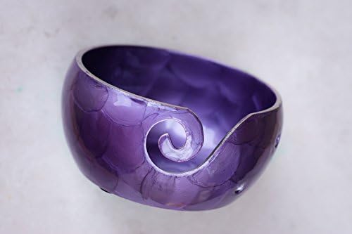 Metal Yarn Bowl Holder - Knitting Bowl with Holes Storage - Crochet Yarn Holder Bowl - Perfect for Christmas Gift! (Purple)