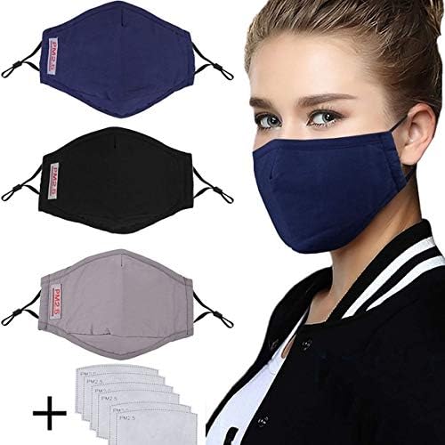 QINGHUI Cotton Dust Mask, Dustproof Antibacterial Mask - Contains 2 Filter Mats to Prevent Smog PM2.5