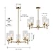 VINLUZ Contemporary 5 Light Chandelier Lighting Brushed Brass Clear Glass Shades Modern Pendant Lamp Rustic Dining Room Lighting Fixtures Hanging Adjustable Wire Semi Flush Ceiling Lights