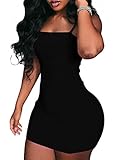 BEAGIMEG Women's Sexy Spaghetti Strap Sleeveless Bodycon Mini Club Dress
