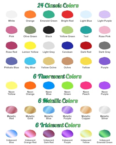 X ARTY HUB Airbrush Paint – 42 Colours with 120 ml Thinner, Acrylic Paints for Model Making, Ready to Use, Water-Based Set with Iridescent, Fluorescent and Metallic Colours