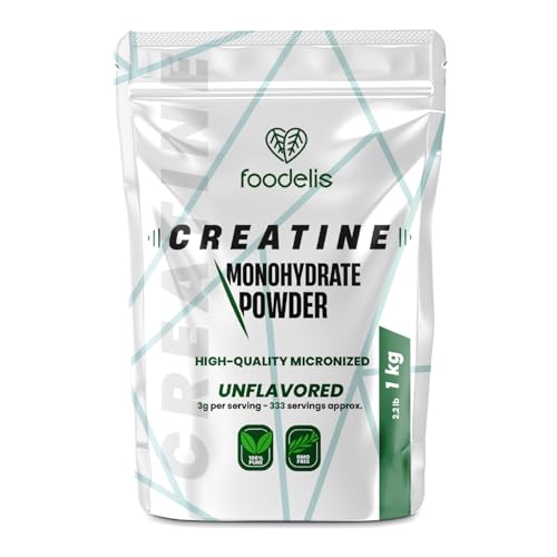 Creatina Monohidratada en Polvo 1 kg / 333 Dosis - 100% Creatina Monohidrato Micronizada - Sin Sabor - Pura y Sin Aditivos - No-GMO - Alta Solubilidad - Incluye Dosificador
