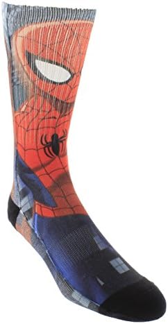 Bioworld Spiderman Sublimation Crew Socks with a Helicase Sock Ring