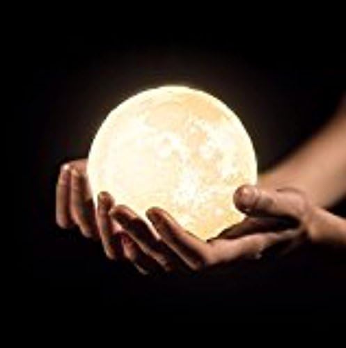 Night Light LED 3D Printed Moon Lamp, Touch Control 3 Modes 8 Colors USB Charging, Rechargeable Home Decorative Lights, Diameter 5.9 inch Night Lamp With Wooden Stand