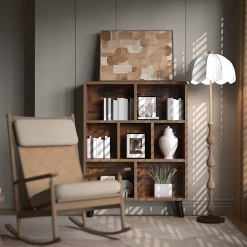 3 Tier Cube Bookshelf, Freestanding Bookcase with Legs, Wood Storage Organizer Bookshelves for Bedroom,Living Room,Home,Office, Brown 80 * 24 * 110Cm
