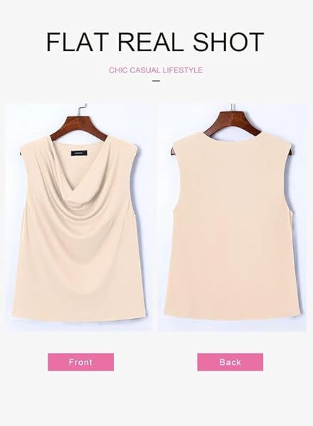 DOKOTOO WOMENS LADIES TRENDY BUSINESS CASUAL OUTFITS COWL NECK TOPS TANK TOPS CRUISE HOLIDAY PARTY OUTFIT SHIRTS AND BLOUSES FOR WOMEN 2024 ELEGANT DRESSY CASUAL GOING OUT TOPS APRICOT MEDIUM