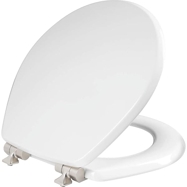 MAYFAIR BENNETT TOILET SEAT WITH BRUSHED NICKEL HINGES,...