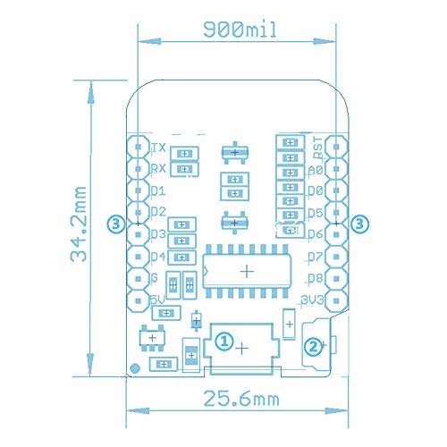 Aoicrie 2Pcs D1 Mini NodeMcu 4M Bytes Lua WiFi Development Board Base on ESP8266 ESP-12F N, for Arduino, 100% Compatible with WeMos D1 - Thumbnail 2