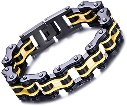 FEEL STYLE Stainless Steel Men Bike Bracelet Chain Wide Motorcycle Heavy Bangle Man Women Biker Bracelet 8.26-8.93 Inch 19mm
