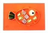Smiley Fish Placemat by Hexnub, One Piece Silicone Suction Placemat + Plate - for Kids, Toddlers and Babies (Orange)