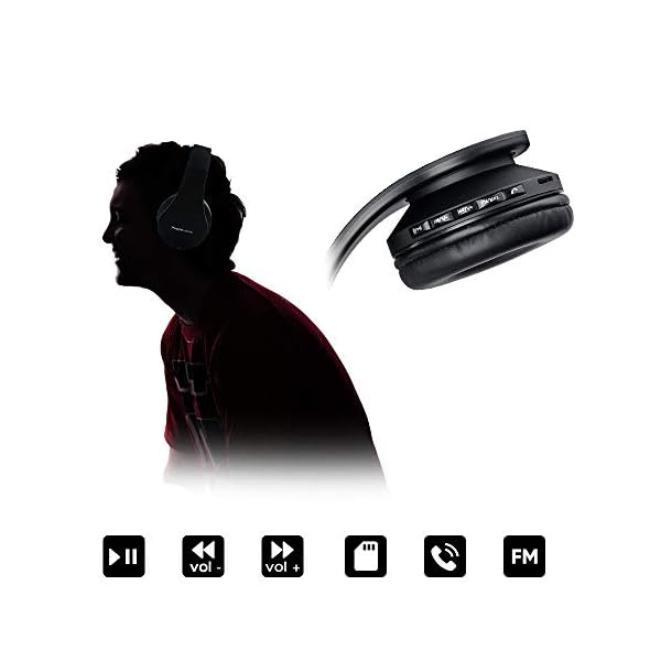 PowerLocus Wireless Bluetooth Over-Ear Stereo Foldable Headphones, Wired Headsets Noise Cancelling with Built-in…