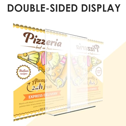 Grapelet 6 Pack A5 5.8 x 8.3inch Clear Acrylic Sign Display Stand, Ideal for Wedding Table Numbers, Double Sided Picture and Menu Holder