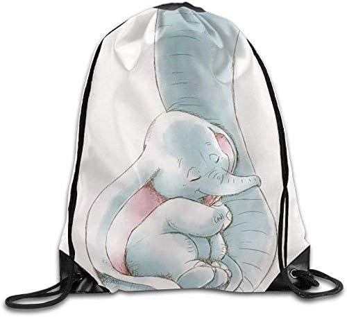 Dumbo Being Held by His Mother's Trunk Drawstring Backpack Bag Sackpack Cinch Tote Sports String Backpack Gym Bags for Gym or Traveling