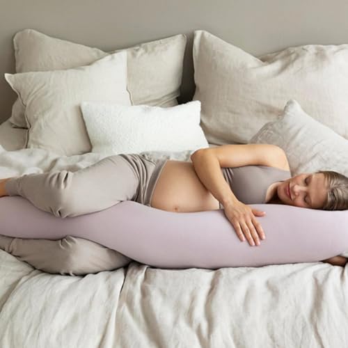 GGEROU Adjustable Pregnancy Pillow - Full Body Support for Side Sleeping - Adjustable Firmness and Shape - Supports Back, Legs, Belly, Hips for Pregnant Women - Removable Cover - Pink
