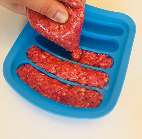 Non-Stick Silicone Sausage Mold for Homemade Hot Dogs, DIY Hot Dogs, FDA Approved and BPA Free, Hot Dog Mold for Oven and Microwave (Blue, 6-Cavity) - Thumbnail 2