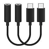 USB C to 3.5mm Headphone Jack Cable Adapter 2-Pack, AKwor Type C 3.1 Male to 3.5mm Female Stereo Audio Headphone Connector only for Motorola Moto Z, LeEco Le 2/Max 2, Not Fit for HTC (Black)