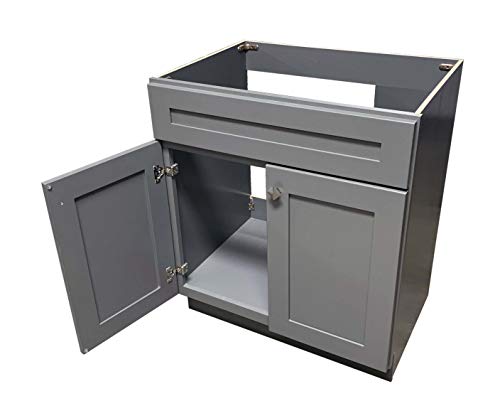 36" Wide x 21" Deep New Grey Shaker Single-Sink Bathroom Vanity Base Cabinet GS-V3621