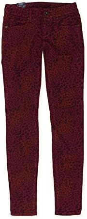 Womens Leopard Print Skinny Fit Jeans, Red, Juniors, 5/6
