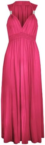 Ladies Long Stretch Womens Maxi Dress Coil Spring 1 Size (1 Size, Cerise Pink)