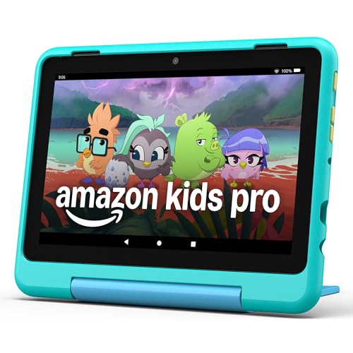 Amazon Entertainment Bundle Including Fire HD8 Kids Pro Tablet (32GB, Hello Teal) + Echo Dot Kids (Owl)