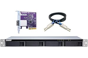 QNAP TL-R400S 4 Bay 1U Rackmount SATA 6Gbps JBOD Storage Enclosure. PCIe SATA Interface Card (QXP-400eS-A1164) Included