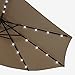 9 ft Outdoor Solar Powered 32 LED Lighted Patio Table Umbrella with Push Button Tilt Adjustment and Crank System 8 Rib 9 feet Solar Led Lights Steel Deluxe Market Umbrella High-quality Fabric Tan