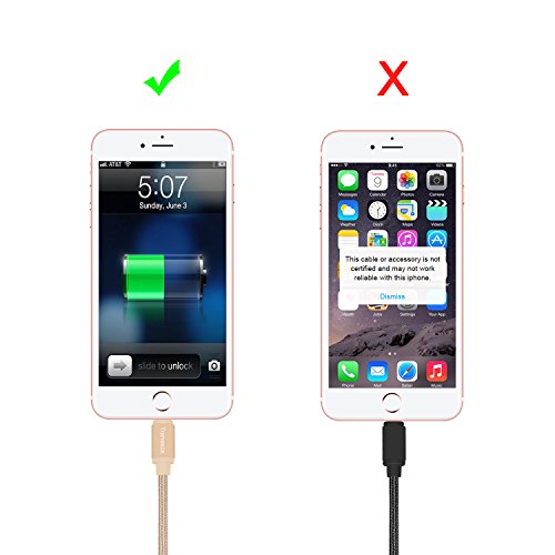Tranesca Compatible Dual USB Wall Charger with 6ft MFI Lighting Charging Cable for iPhone X,iPhone 8/8 Plus/iPhone 7/7 Plus/iPhone 6/iPad/iPad Pro and More (Gold) - Thumbnail 4