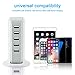 SUENANCY USB Power Adapter/Desktop Charger Block, USB Multi Charging Station with Wall Plug, 5 Port 5 Feet Cord 6A 30W Portable USB Hub Socket for iPhone 8/X/XS/XR/7/6/5, iPad, Android(White)