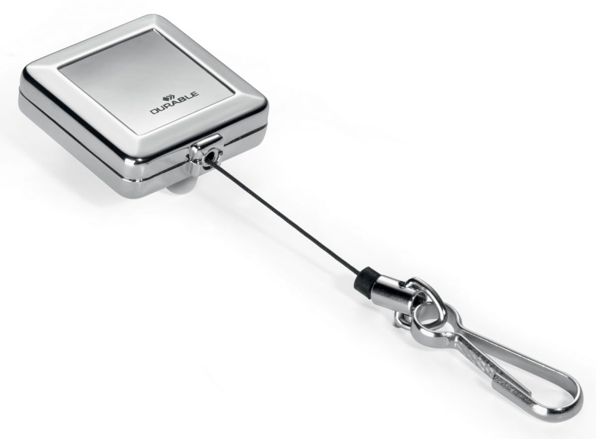 Durable Chrome Quadro 832823 Badge Reel with Snap Hook Silver