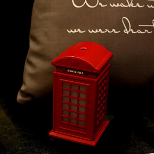 Highpot Humidifier Large Capacity Creative Telephone Booth Humidifier Retro Art Home Decor (Red)