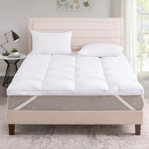 LeWinBedding Goose Feather Mattress Topper,3” Thick Feather Bed Topper