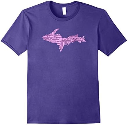 Womens UP Favorites Word Art Collage Upper Peninsula Yoopers Tshirt Medium Purple