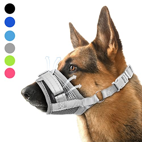 Dog Muzzle, Nylon Soft Dog Muzzle for Large Dogs, Breathable Mesh Dog