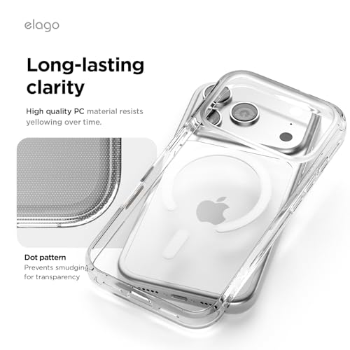 elago Funda Magnética Híbrida Transparente para iPhone 17 Pro 6,3'' - Compatible con MagSafe, Tecnología PC+TPU, Cristal Claro, Funda Protectora Antigolpes, Perfil Delgado (Clear)
