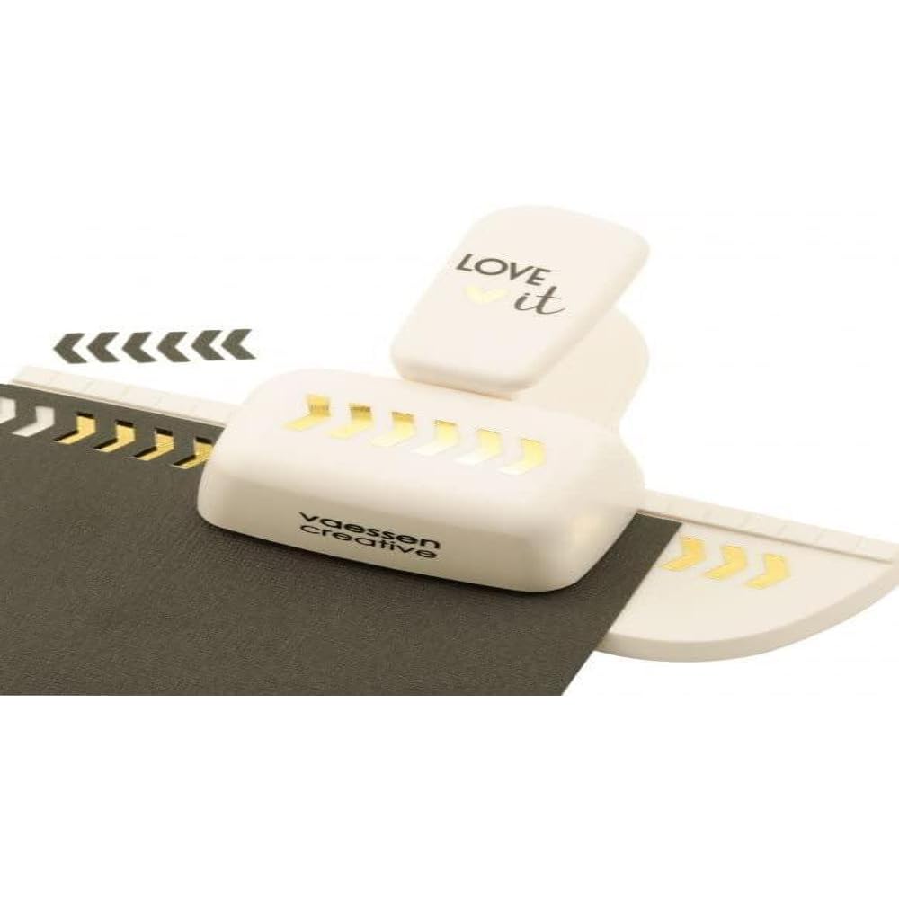Vaessen Creative Love It Craft Paper Punch - Herringbone - 1,3 x 4,5 cm - Circle Cutter for Crafting and Card Making