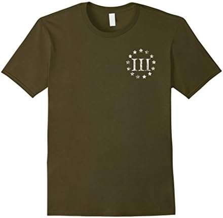 Men's Three Percenter Oath Keeper Stars Front &amp; Back XL Olive