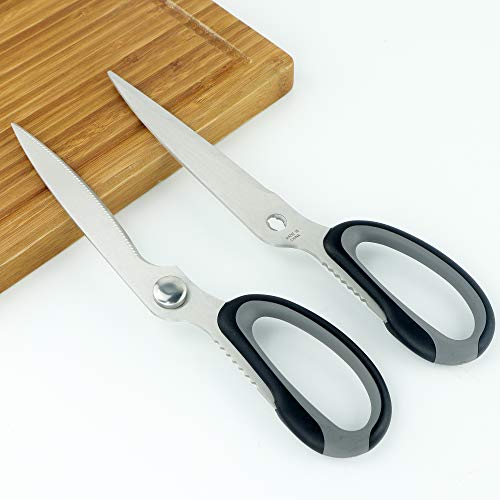 Kitchen Scissors,Stainless Steel Heavy Duty Detachable Shears Serrated And Flat Blade For Meat/Nuts