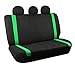 FH Group Car Seat Covers Unique Flat Cloth Full Set Automotive Seat Covers Front Set and Rear Solid Bench Green Black Seat Covers w. Gift Universal Fit Interior Accessories for Cars Trucks and SUVs
