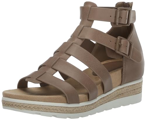 Easy Street Women’s Simone Wedge Sandal, Taupe, 11 X-Wide