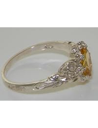 925 Sterling Silver Real Genuine Citrine Womens Band Ring