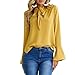 Geccinice Women's Blouses Loose Casual Bow Ties Neck Chiffon Shirts Long Sleeves Tops (S(US Size 4-6), Yellow)
