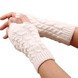 elegantstunning Fingerless Knitted Gloves with Thumb Hole Women Men Winter Fashion Solid Crochet