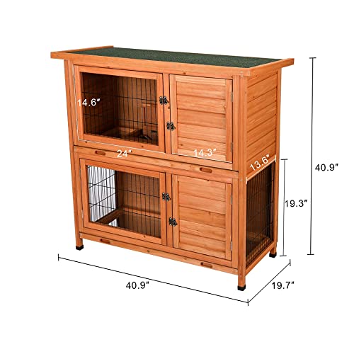COZ 41" 2 Story Wooden Rabbit Hutch with Ventilation Door & Removable