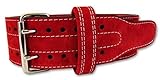Power (Red) HHR Weight Lifting Belt Suede Leather Power Lifting Dip Strap Inzer Training 10mm (Medium)