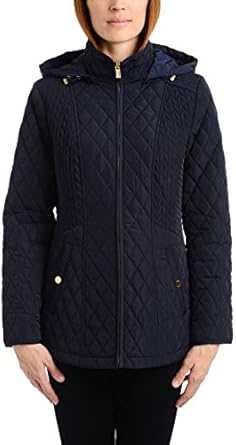 jones new york hooded quilted puffer coat